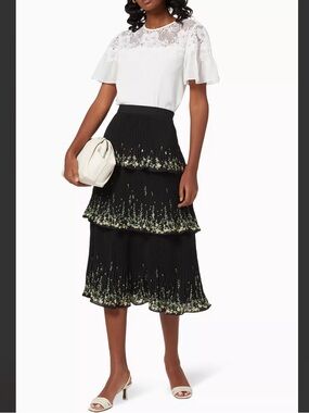 Ted Baker White Lace Yoke Flutter Sleeve blouse size 2